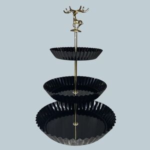 HORTICAN Black/Gold Reindeer Three-Tier Decor Stand NEW
